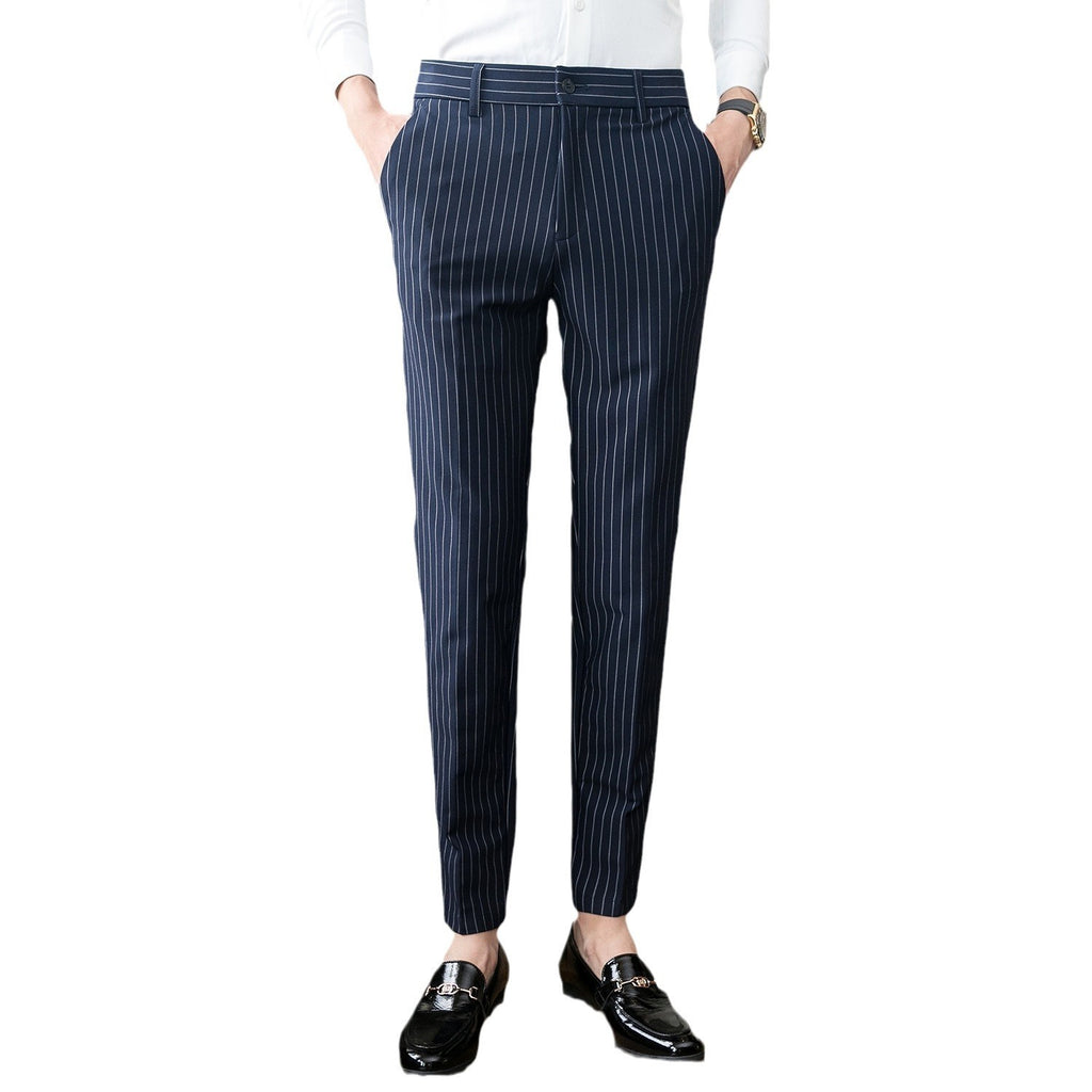 Striped Casual Pants Men's Slim Fit Suit Business Wear