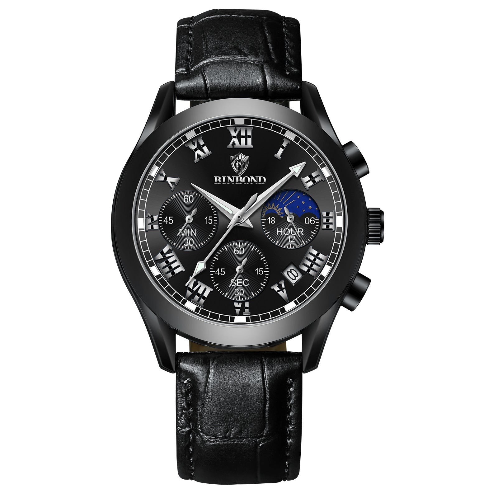 BINBOND Luxury Quartz Watch for Men Fashion Business Calendar Minimalist Wristwatch Sport Leather Watches Man Waterproof Luminous Men's Watch - Acquisti Online