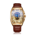 Orologi da uomo di lusso, orologi scheletrati, orologi da polso meccanici automatici da uomo con cinturino in pelle