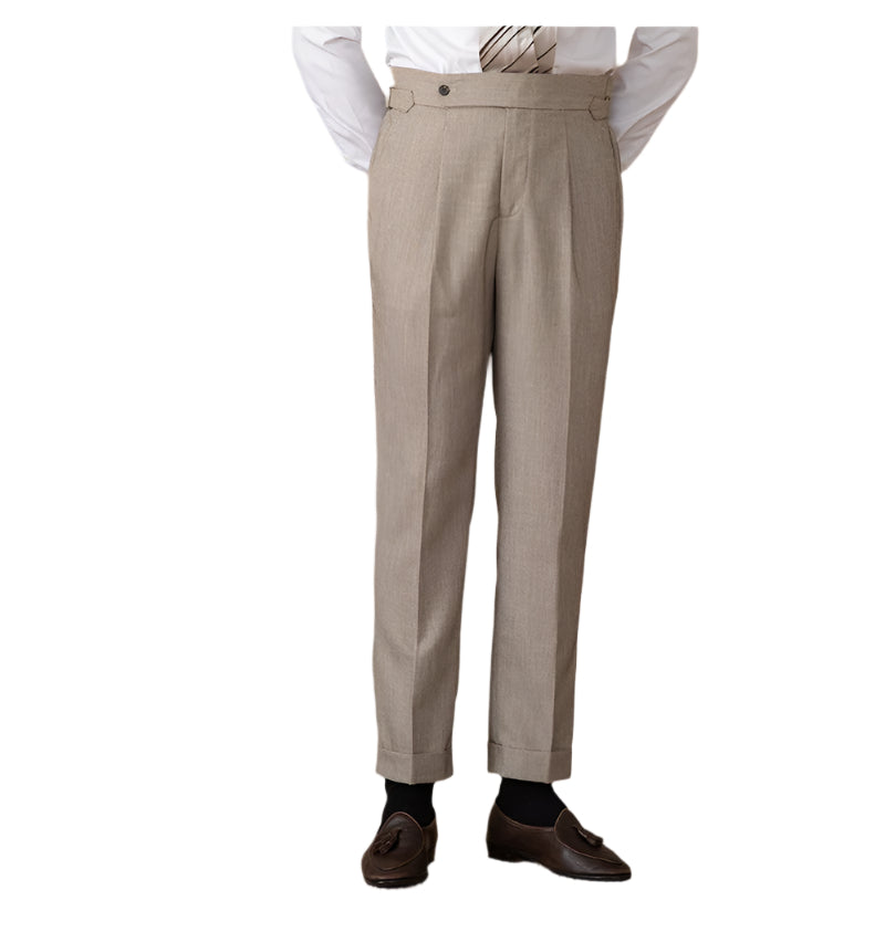 Heren modieuze zakelijke casual formele broek effen kleur Naples hoge taille rechte buis heren casual formele broek
