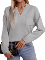 Dames pullover effen kleur zak casual losse cardigan