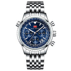MINI FOCUS Men Multifunction Chronograph Calendar Luminous Business Quartz Watch