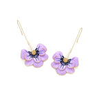 Purple Oil Dropping Flower Earrings Exaggerate Long Alloy Flower Earhooks