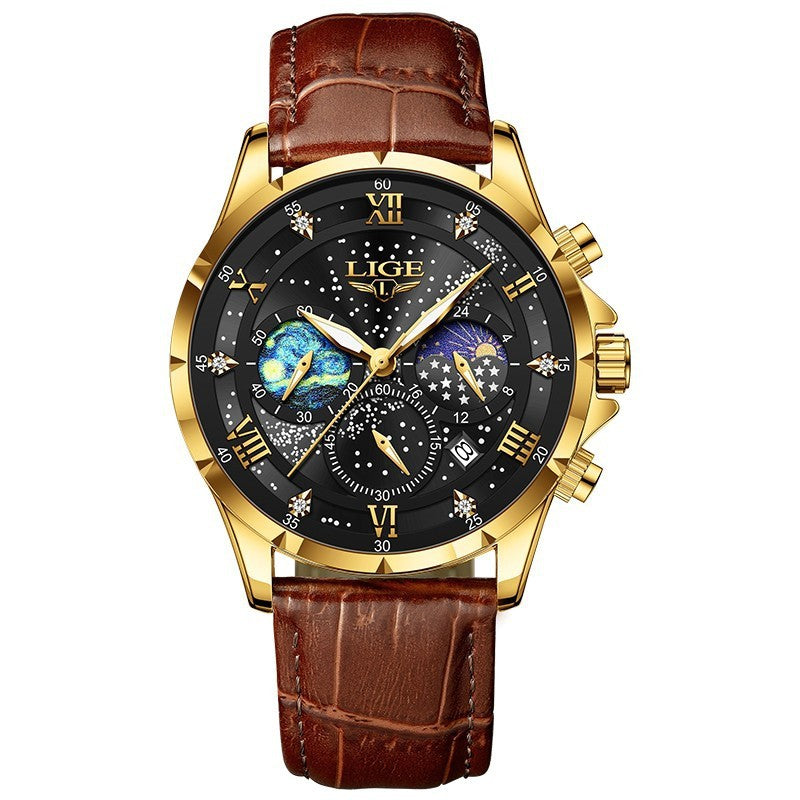 LIGE 89107 Man Business Casual Sports Leather Band Watch - Acquisti Online