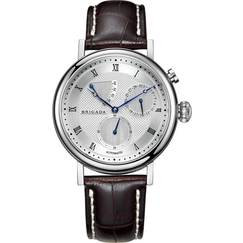 Luxe automatisch mechanisch horloge voor dames, multifunctioneel, waterdicht, origineel leren bandje, mechanisch horloge voor dames