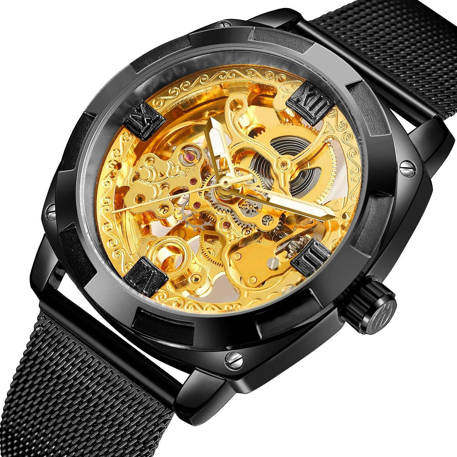 Men's Business Watches Automatic Mechanical Wristwatch with Steel Band Mechanical Watch Men Stainless Steel  30M Water Resistant Business Wristwatch