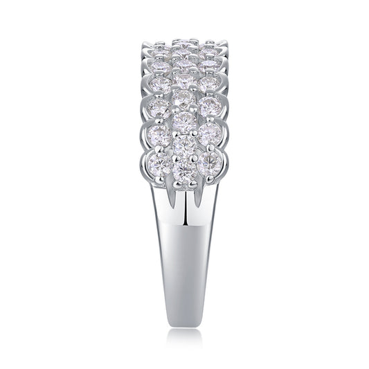 Multi-row Diamond Ring Luxury Fashion Set Moissanite Silver Ring