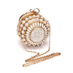 Women Retro Pearl Evening Clutch Bag Women Handheld Round Dress Bag Luxury Beaded Wedding Party Bag Banquet Bags