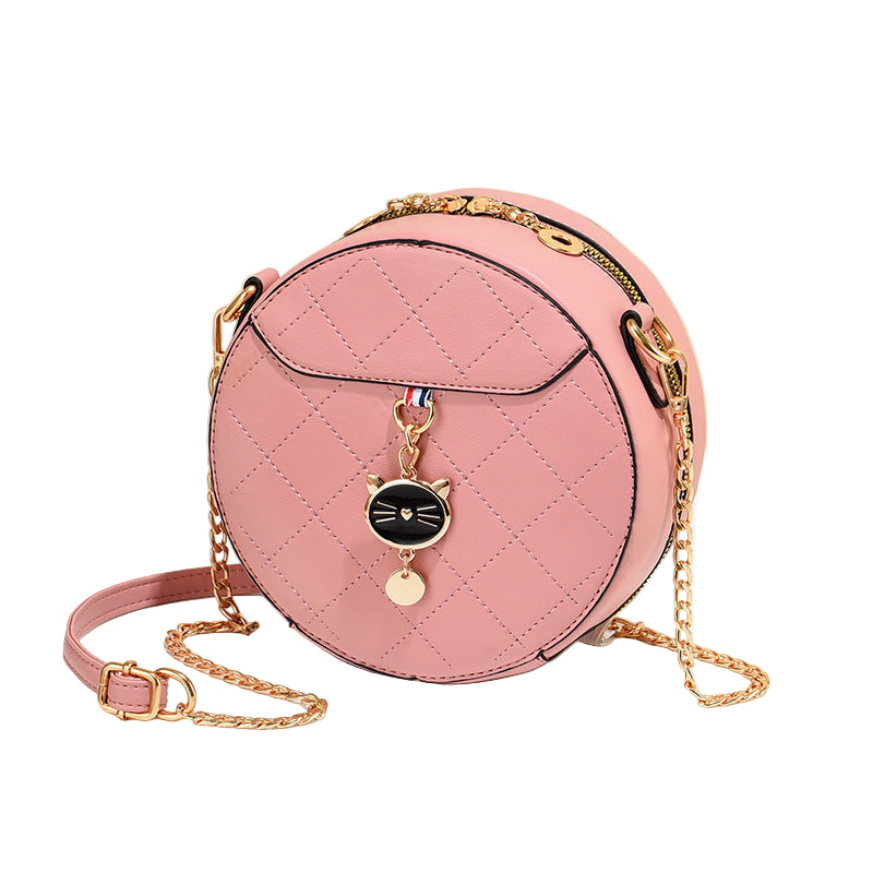 Kleine ronde tas voor dames, grote capaciteit, schoudertas voor dames, modieuze kettingriem, crossbodytas voor dames