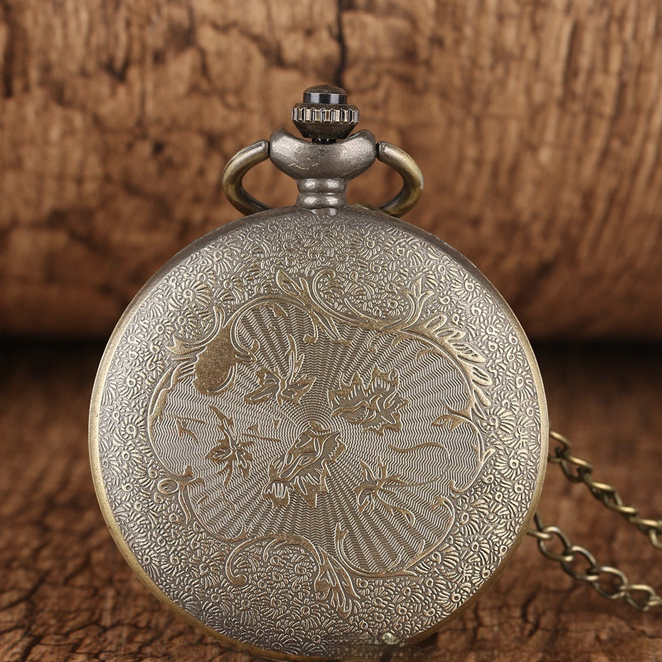 Retro Bronze Boat Anchor Pattern Roman Literal Quartz Large Pocket Watch