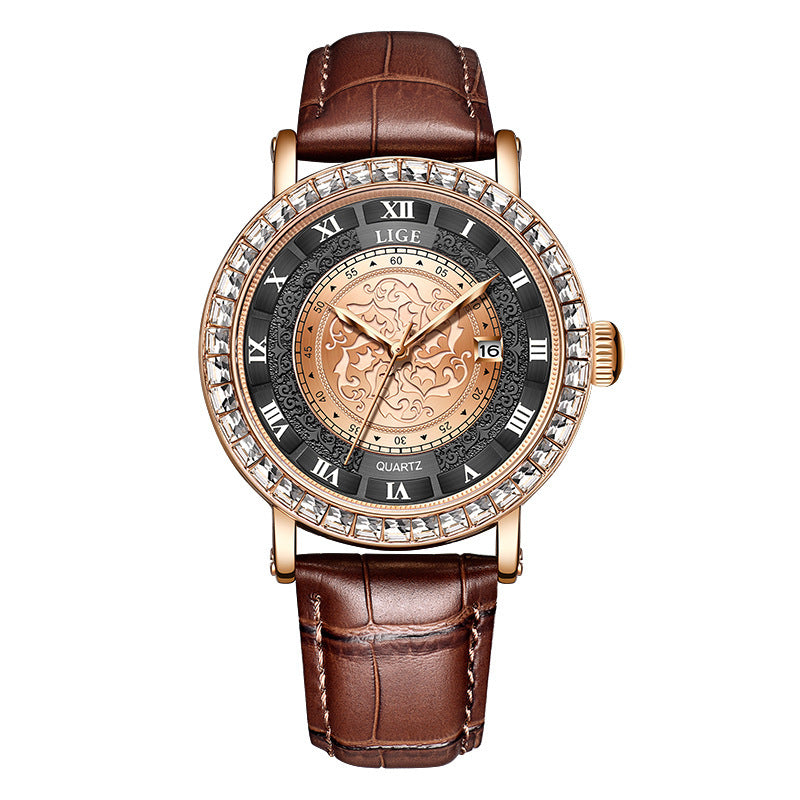 LIGE Original Women's Watch Top Luxury Fashion Watches Ladies Waterproof Leather Bracelet Quartz Woman Wristwatch - Acquisti Online