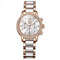 Luxe dameshorloge met quartz chronograaf, strass en handgemaakte polshorloges, waterdichte keramische band, dameshorloges