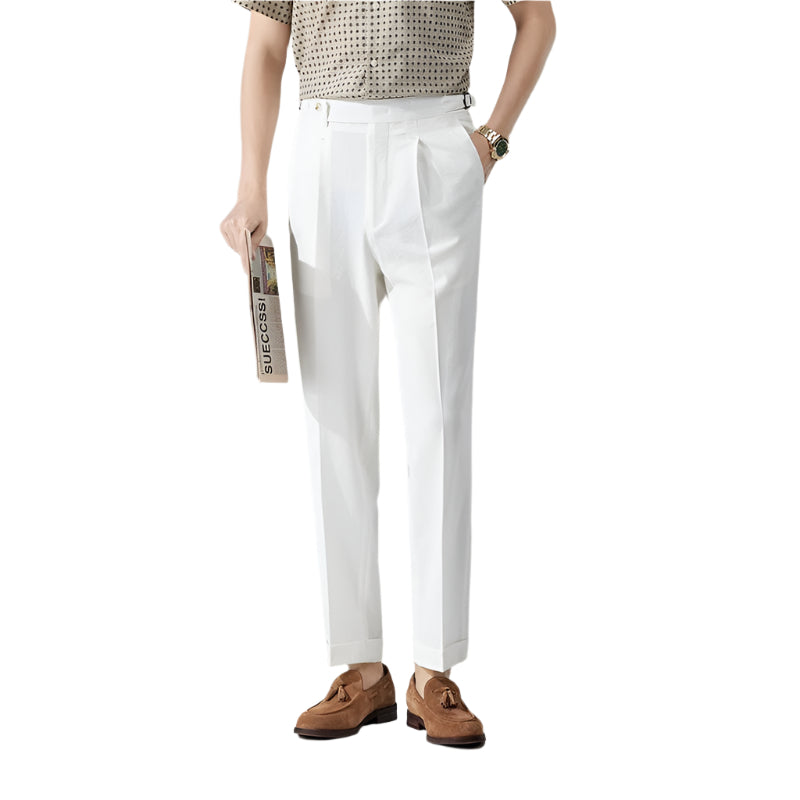 Fashion Seersucker Men's Pants Thin Straight Loose