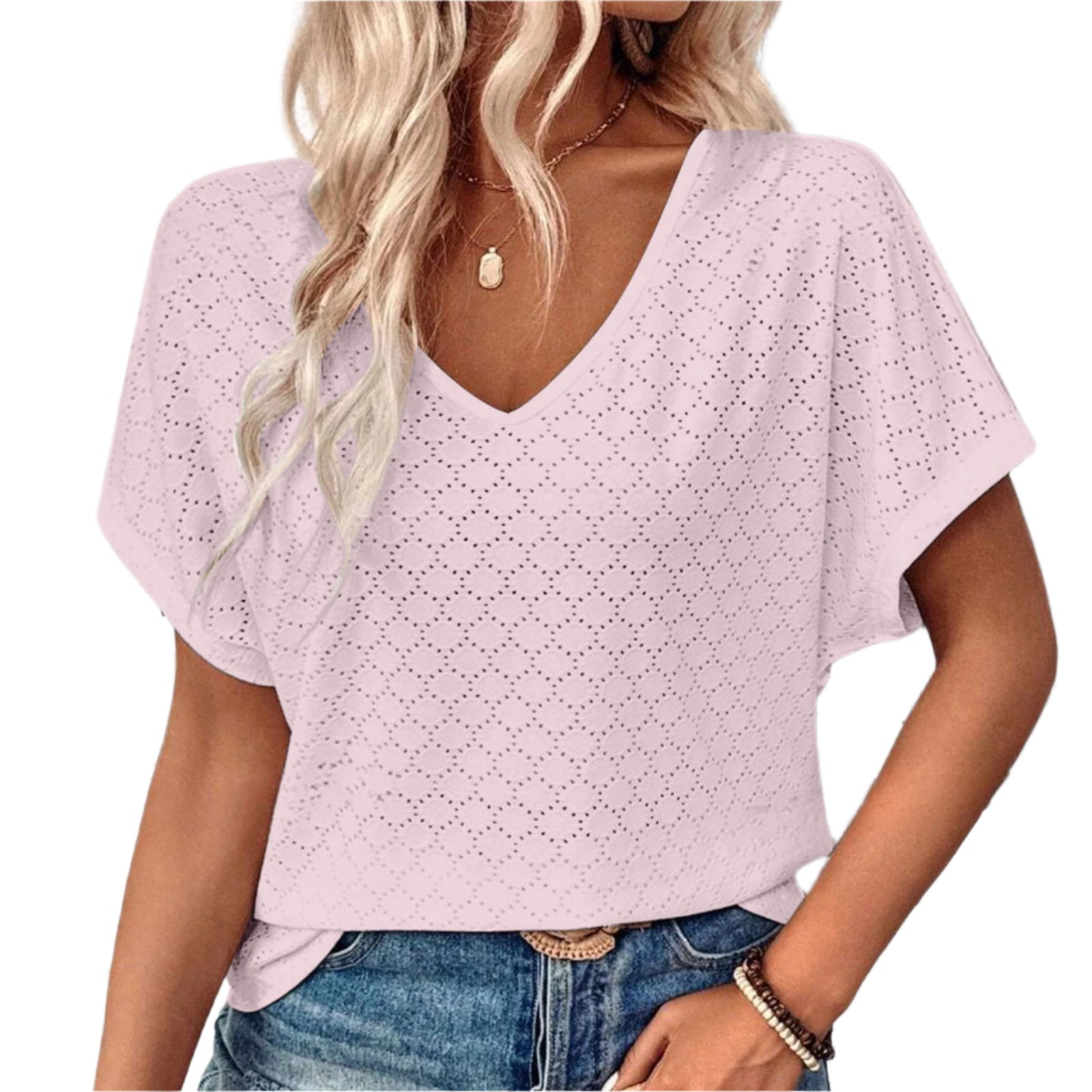 Hollow Jacquard dames T-shirt