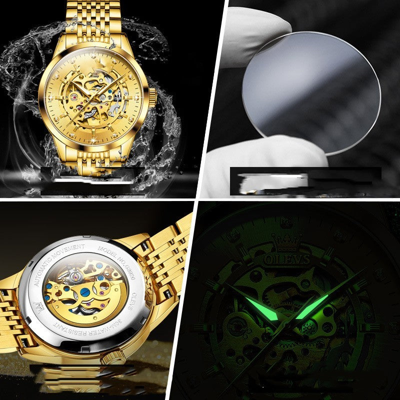 Orologio da uomo completamente automatico meccanico con cassa cava