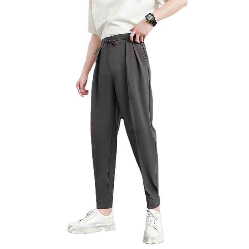 Men's Fashionable Slim Line Casual Pants High-waisted Striped Business Formal Suit Pants Men's Casual Slim Trousers Pants