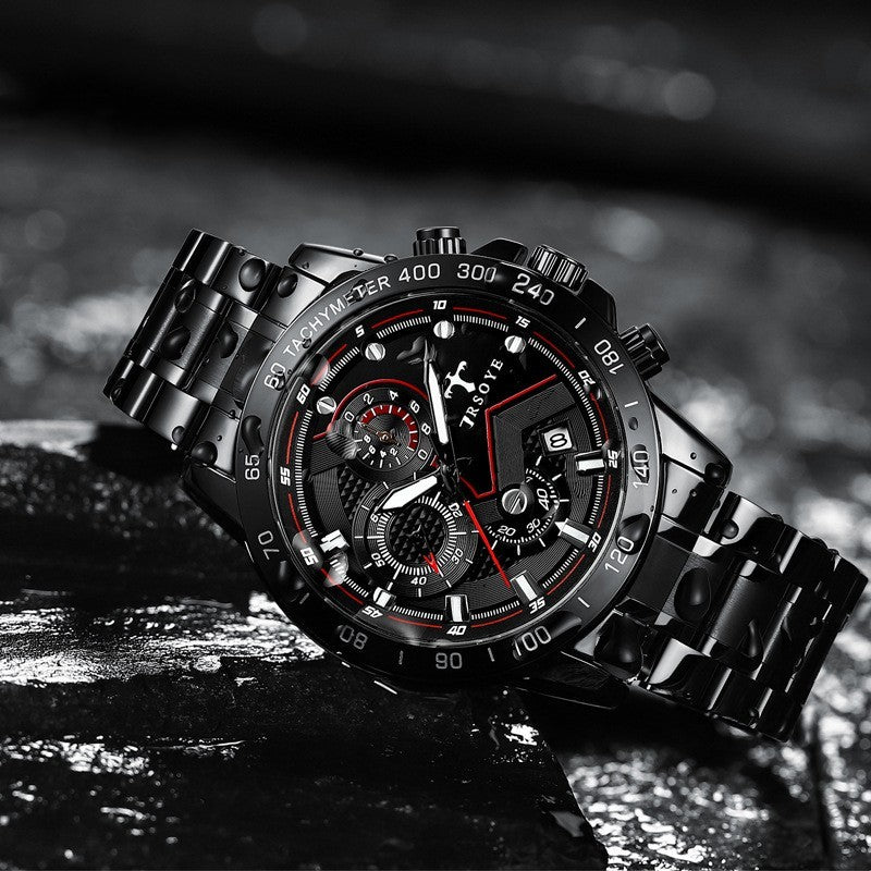 Trsoye Orologio da uomo casual alla moda sportivo impermeabile con movimento automatico al quarzo e cinturino in pelle