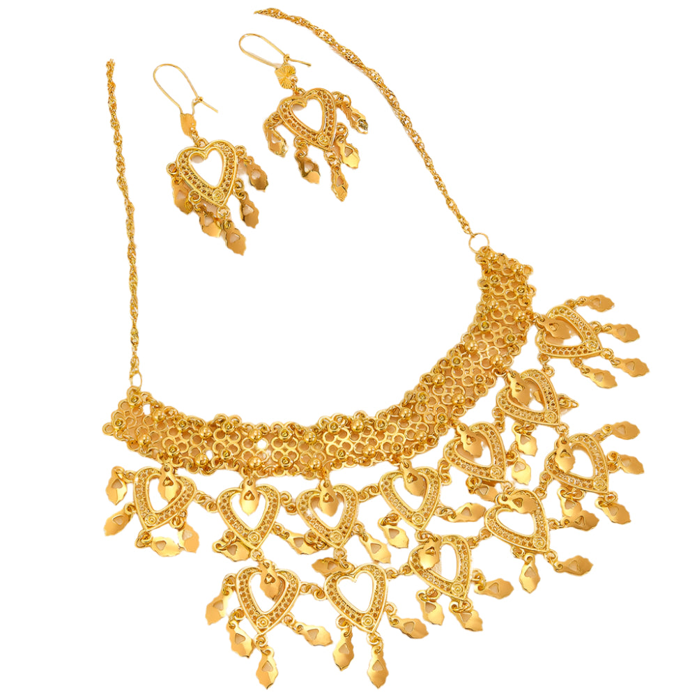 Heart-shaped Necklace Earrings Bridal Jewelry Suit