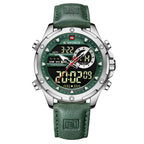 NAVIFORCE Men's Seiko Movement Quartz Watches Chronograph Casual Luminous Leather Strap Men's Quartz Wrist Watch