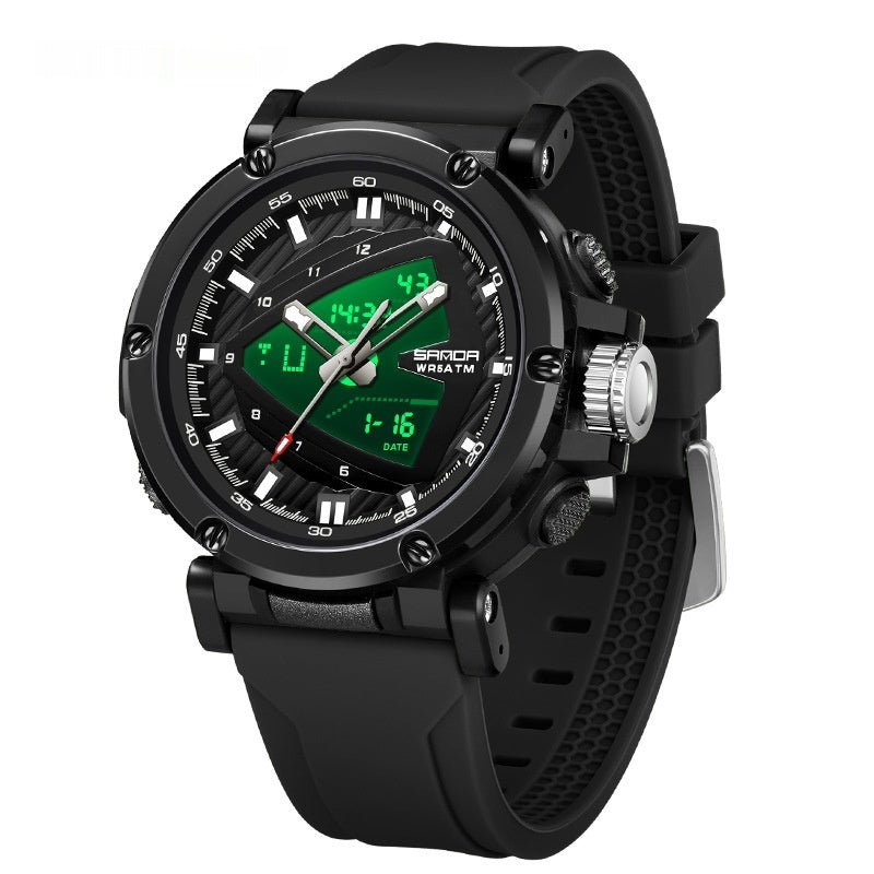 Sanda 9052 Durable Outdoor Men's Analog Digital Watch Vibration Sports Watch Men's Fashion Waterproof Electronic Watch