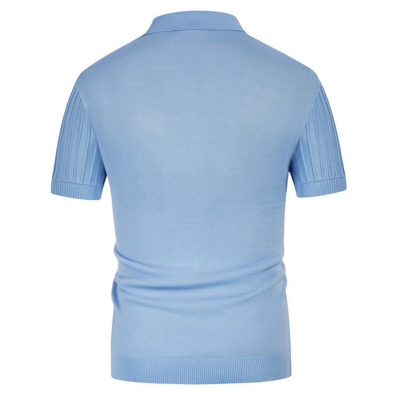 Men's Fashionable Candy Colored Knitted Short Sleeve Button Down Colla High Quality Men's Casual Slim Fit Polo Shirt