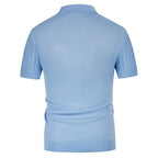 Men's Fashionable Candy Colored Knitted Short Sleeve Button Down Colla High Quality Men's Casual Slim Fit Polo Shirt