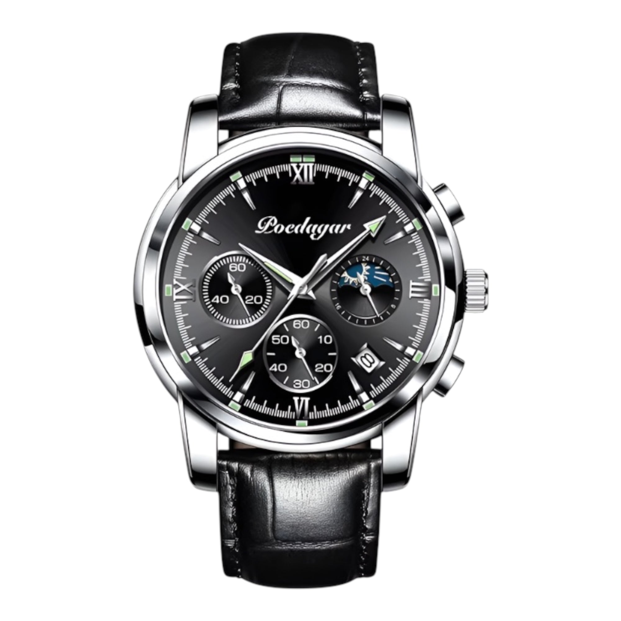 POEDAGAR Luxury Men Casual Watch Waterproof Chronograph Luminous Wristwatches Stainless Steel Men's Quartz Watch