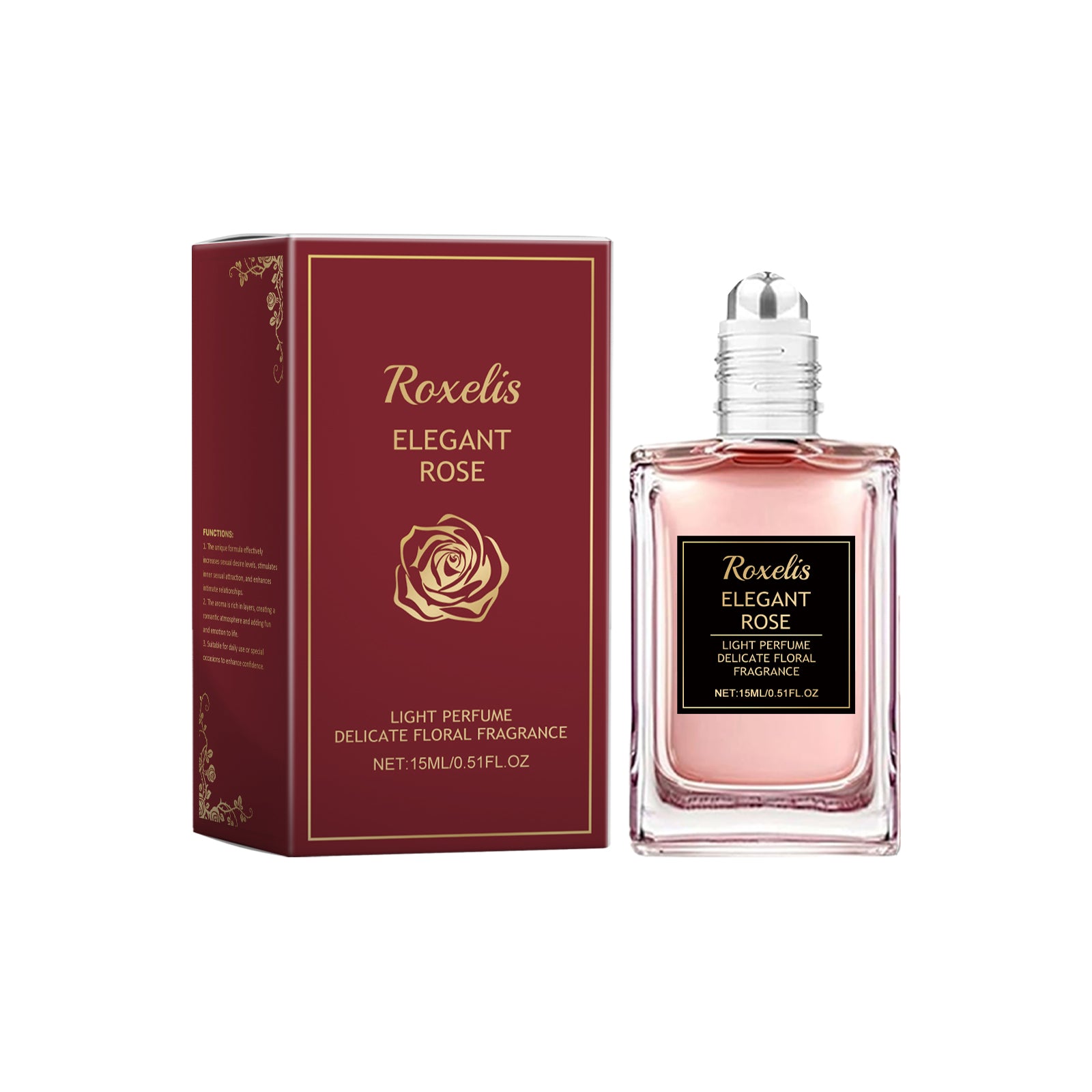 Roxelis Elegant Rose Perfume 15ml Light Perfumes Rose Essential Oil Fragrance Water Pheromone Delicate Floral Women's Perfumes - Acquisti Online