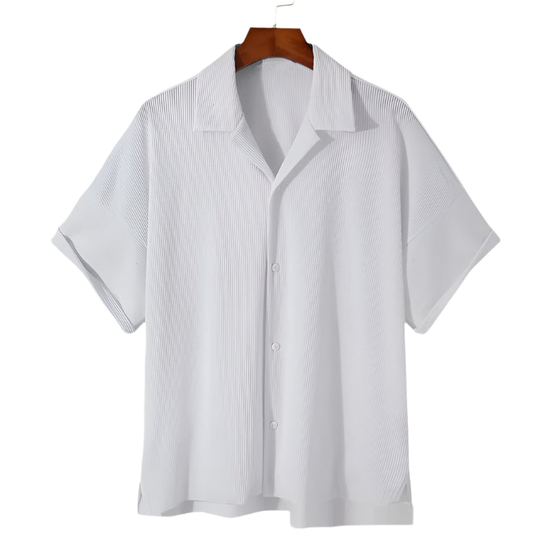 Camicia casual alla moda da uomo, in fibra di poliestere, ampia, cardigan, casual, hawaiana, da spiaggia, camicia a righe alla moda da uomo