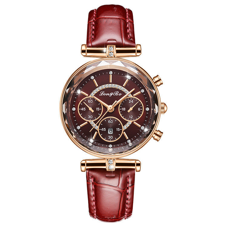 LONGBO Lady Quartz Movement Horloges Luxe Design Dameshorloges met Originele Leren Band Dameshorloge