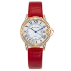Women's Fashion Leather band Stainless Steel Classic Casual Quarzt Watch Sparkling Stone Crafted Quartz Watch