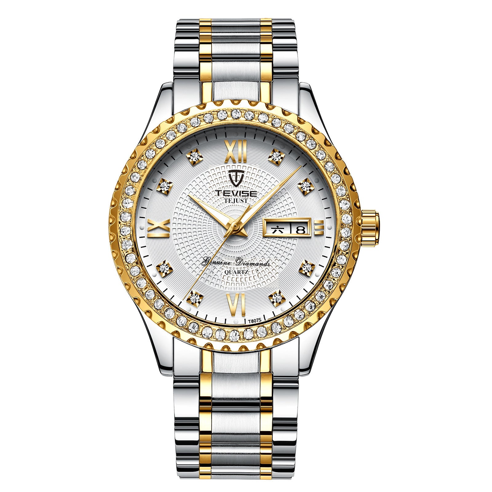 TEVISE Dames Luxe Rhinstone Handgemaakt Automatisch Mechanisch Horloge Waterdicht Roestvrij Staal Lichtgevend Horloge
