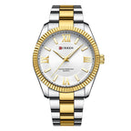Herenhorloge met lichtgevende stalen band en Romeinse schaal, quartzhorloge