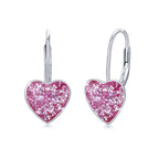 925 Sterling Silver Heart Leverback Sleeper Small 10mm Heart Dangle Hoop Earrings