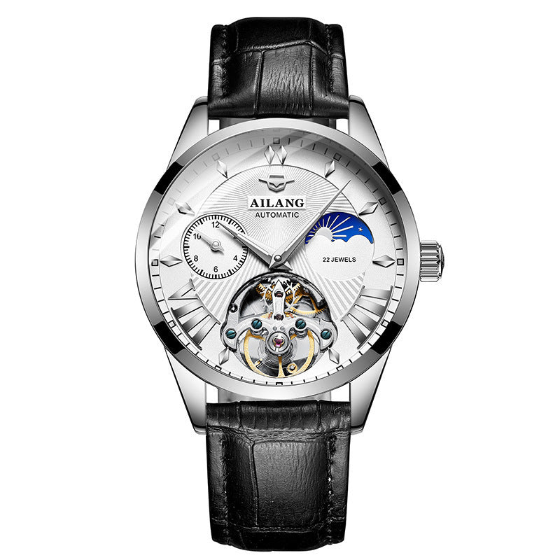 AILANG Men's Automatic Watch Leather Band Waterproof Mechanical Movement Watch Man Business Casual Watch