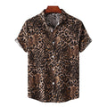 Men's Fashionable Casual Shirt Solid Color Vintage Print Casual Shirt Loose Fit Short Sleeve Men's Casual Shirt