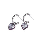 Sterling Silver Peach Heart Set Zircon Personalized Versatile Earrings