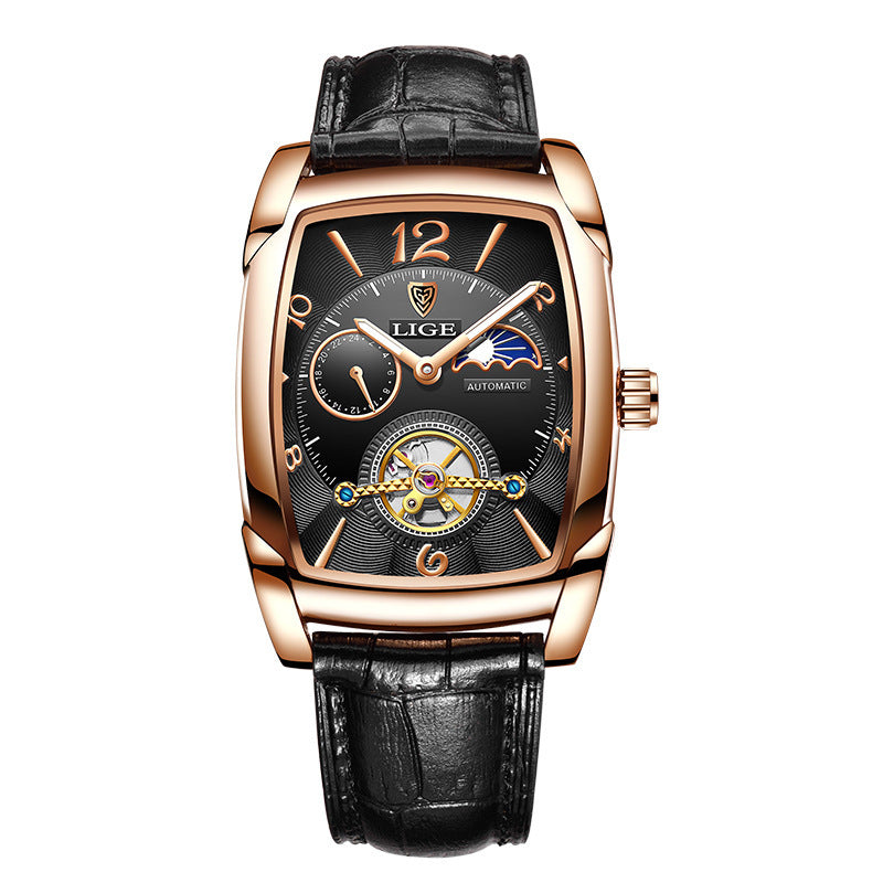 LIGE New Men's Watch Top Brand Luxury Business Men's Leather Wrist Quartz Watch