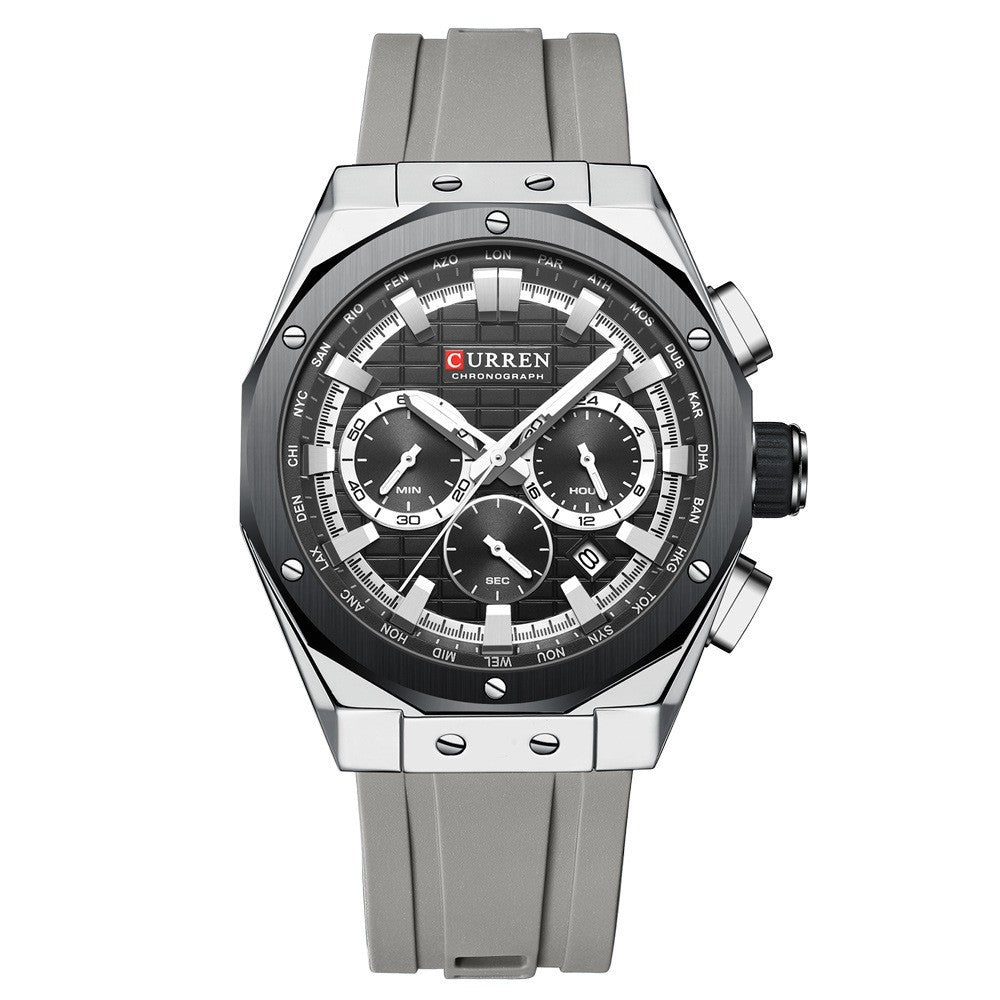 CURREN 8464 Man Fashion Silicone Strap Chronograph Sports Watch - Acquisti Online