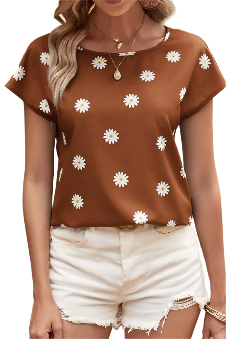 Women's Fashionable Thin Breathable Printed T-shirt Casual Loose Short Sleeve T shirt Fashion Women's Short Dress