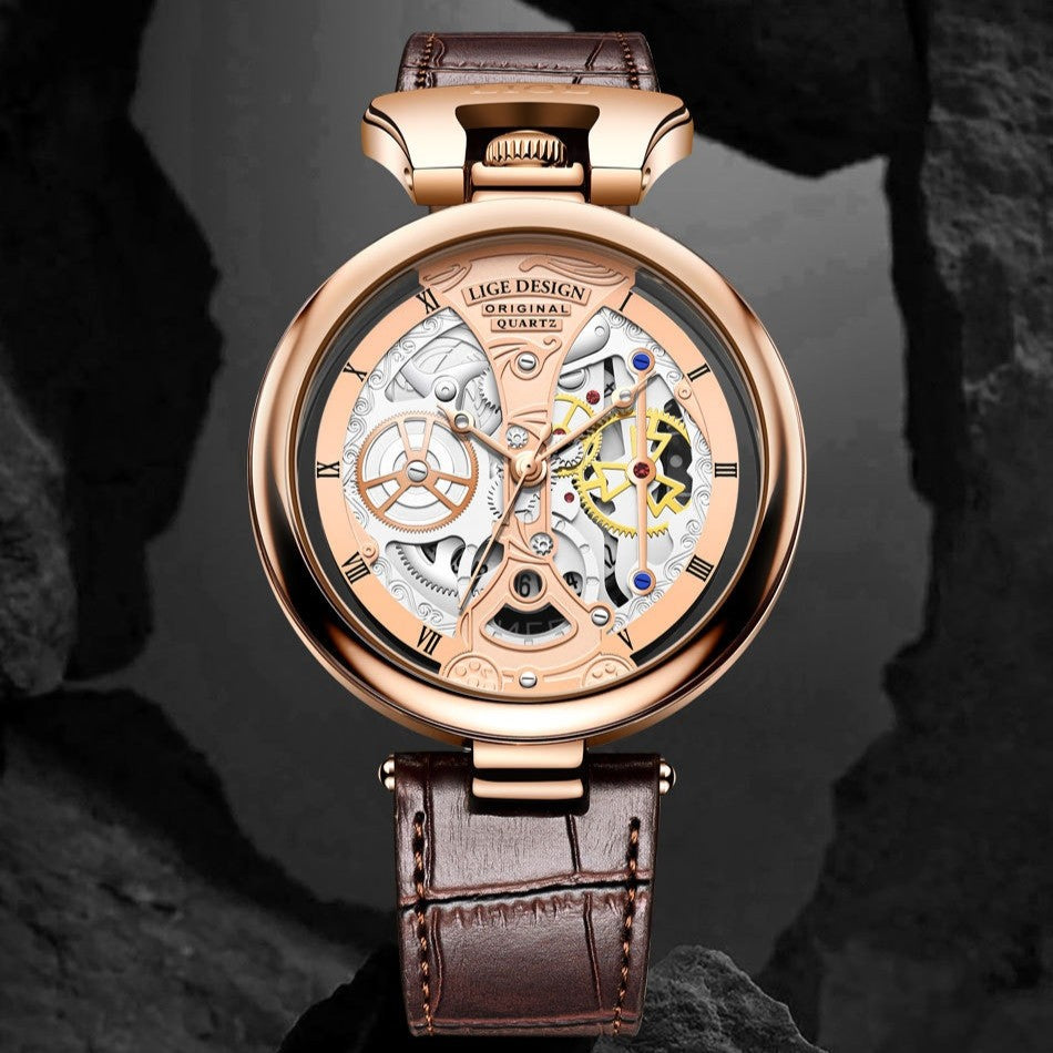 LIGE  Luxury Leather Band Waterproof Watch - Acquisti Online