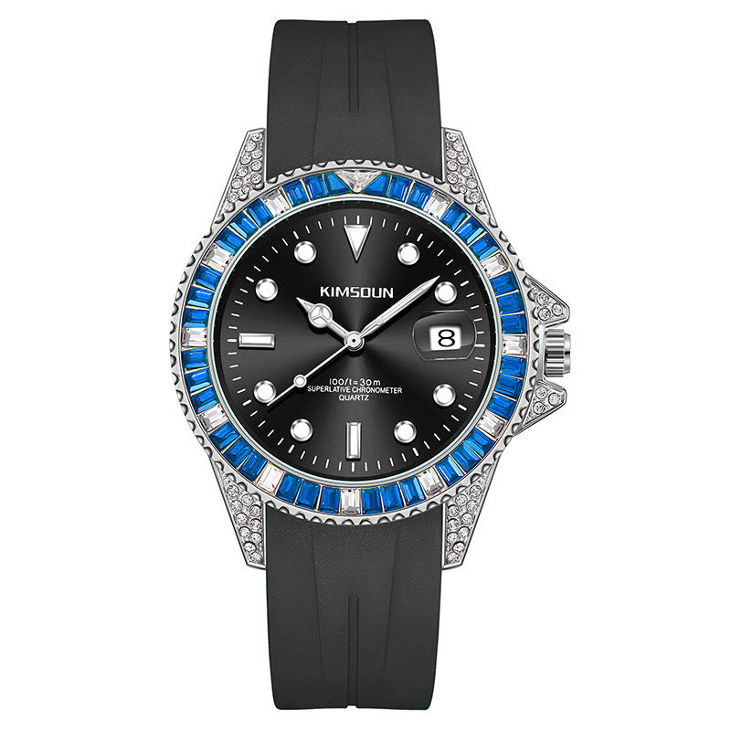 Kimsdun 1022B Orologio al quarzo da uomo, elegante, alla moda, con cinturino in silicone, impermeabile, con data, orologio da uomo d'affari minimalista