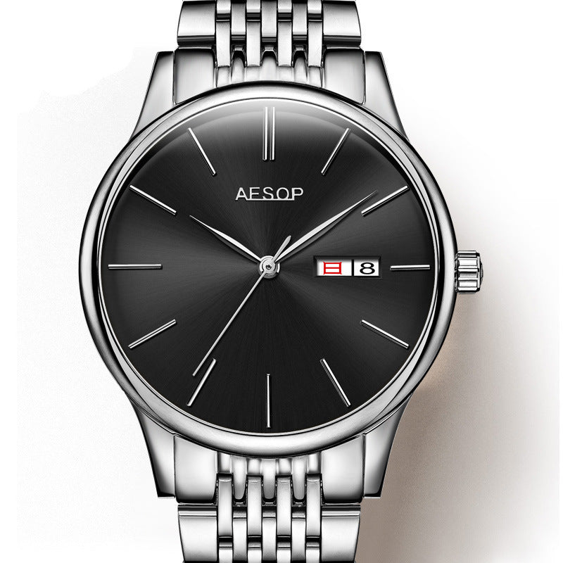 Orologio da polso meccanico automatico analogico da uomo AESOP Simple con calendario meccanico e carica automatica