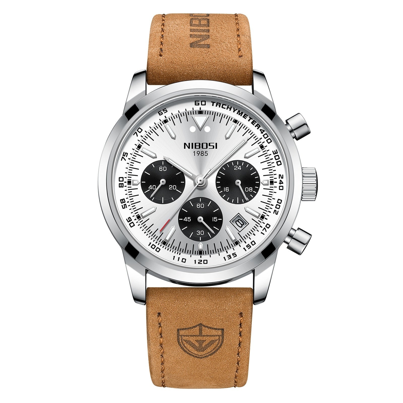 NIBOSI Leather Men's Watches Luxury Sports Waterproof Chronograph Business Luminous Date Men Quartz Watch - Acquisti Online