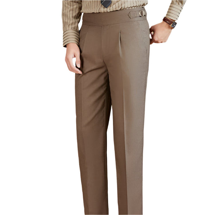 Men's Fashionable Business Casual Formal Pants Ironing-free Adjustable High-waisted Micro Elasticity Men's Casual Pants