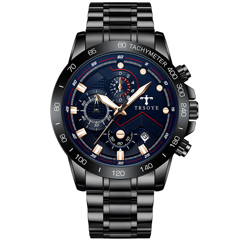 Trsoye Orologio da uomo casual alla moda sportivo impermeabile con movimento automatico al quarzo e cinturino in pelle