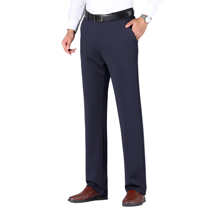 Heren modieuze zakelijke casual formele broek effen kleur hoge elasticiteit losse rechte heren casual formele broek
