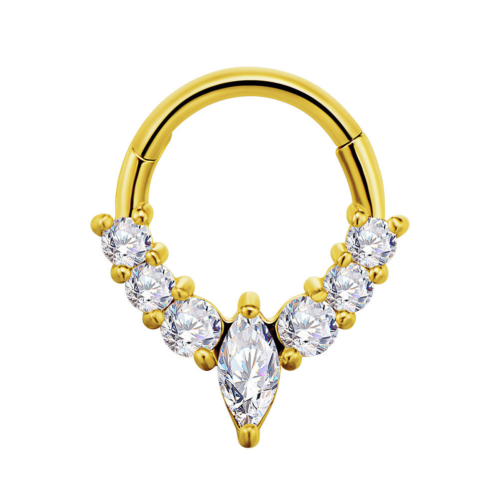 Stainless Steel Material Casting Water Drop-shaped Zircon Nose Ring