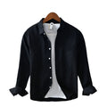 Camicia casual alla moda da uomo, cardigan in puro cotone tinta unita, camicia minimalista a maniche lunghe, camicia alla moda da uomo