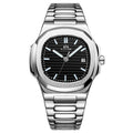 Luxe automatisch mechanisch dameshorloge met massieve stalen band, kalender en lichtgevend mechanisch horloge van roestvrij staal